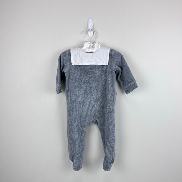 Jacadi Paris Gray Velour Footie 6 Months - Picture 1 of 7